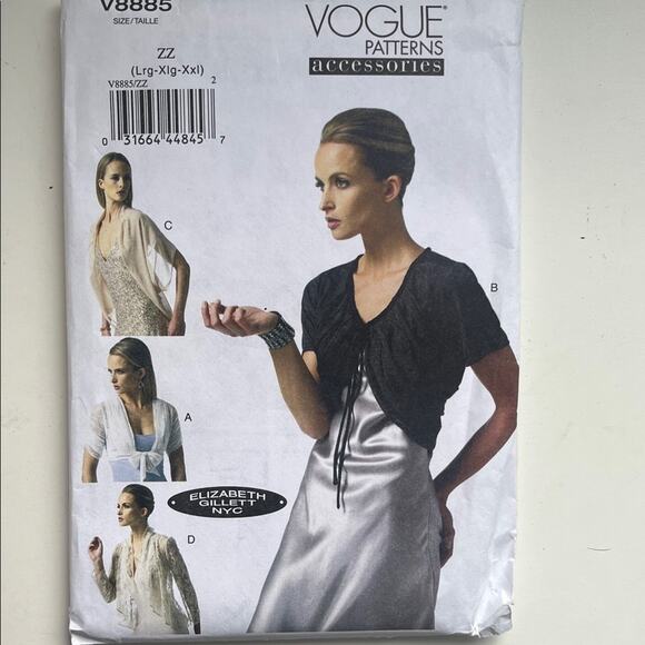 Uncut Vogue Sewing Pattern Accessories V8885 shrugs - Picture 6 of 6